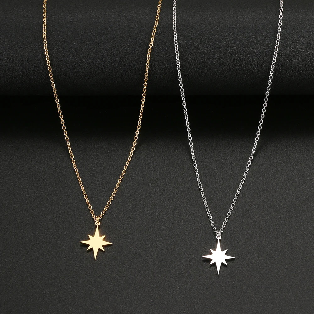 Stainless Steel Necklaces Star Eight-pointed Star Clavicle Pendant Chain Fashion Necklace For Women Jewelry Party Best Gifts NEW