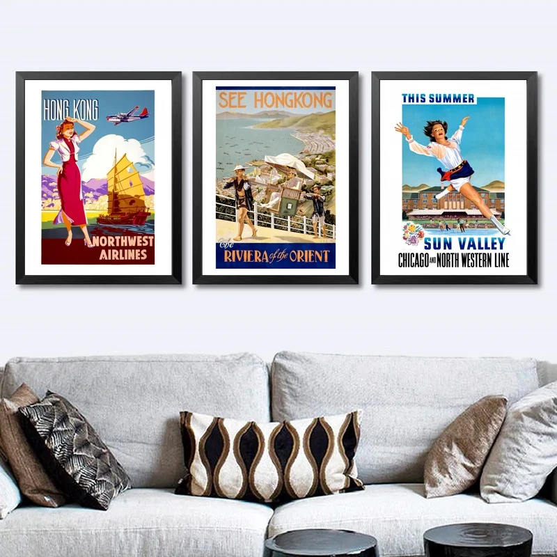 ChinaHong Kong, Idaho, Indonesia, Iraq, Ireland, Israel vintage travel ملصقات