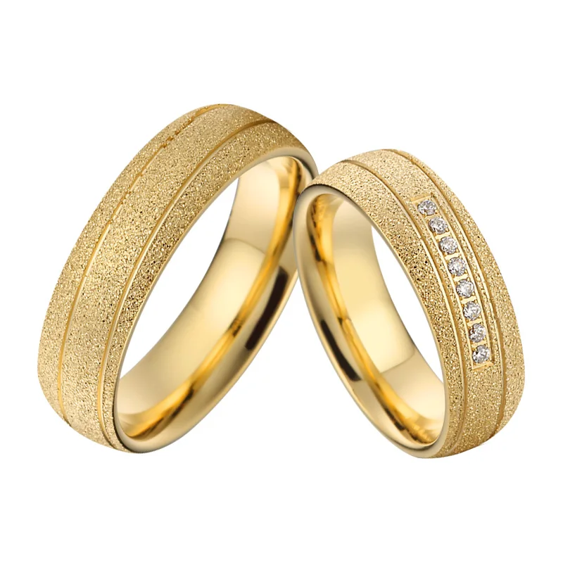 His and Hers Wedding Ring Set for Couples 8mm Men Women Marriage Alliance Dubai Gold Color Emery  Jewelry Big Usa Size 14 15