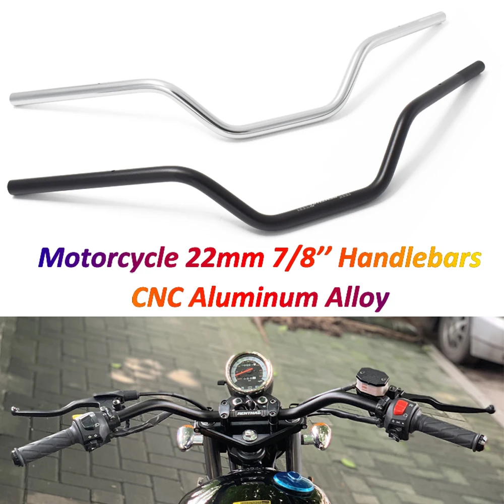 Universal for Renthal Handlebar 22mm CNC Aluminum Alloy Steering Wheel Retro Motorcycle Scrambler CB500X FZ6 FZ1 R1 Handle Bars