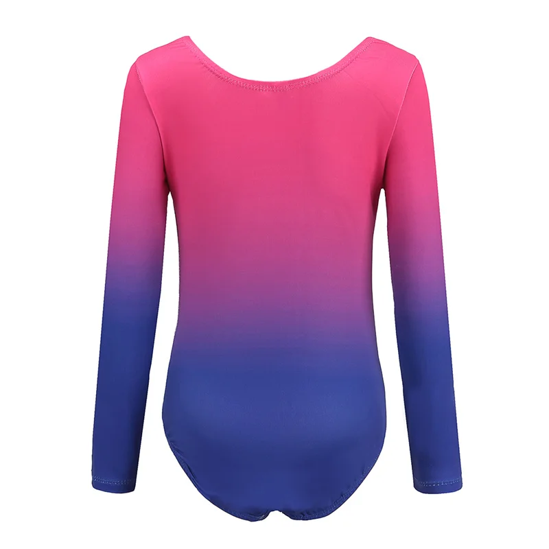 Hot Sale High Quality Shinning Spandex Sublimation Children Long Sleeve Rhinestones Leotard Girl Gymnastics