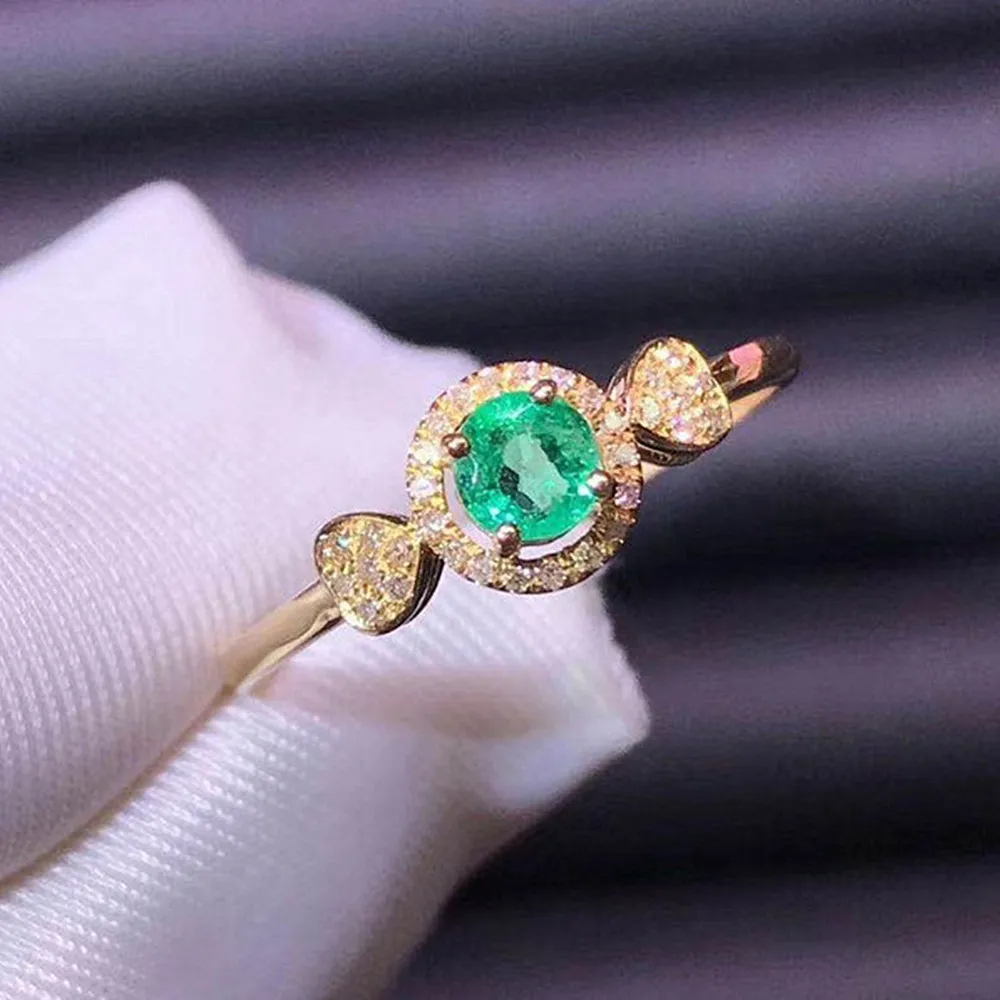 Little Chic Green Crystal Emerald Gemstones Rings For Women Gold Color Jewelry Vintage Bijoux INS Fashion Accessories 2021 Trend