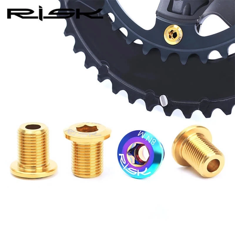 RISK M8x10 4pcs/Box Road Bike BicycleChainring Chain Wheel Gear Fixing Bolts Screws Nuts For Most Cranksets 105/UT6800/R8000/DA