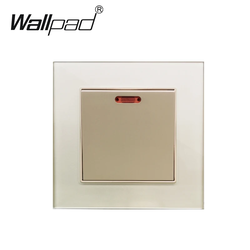 45A DP Wall Cooker Switch With Neon Wallpad Crystal Glass Panel 45A On / Off Wall Switch