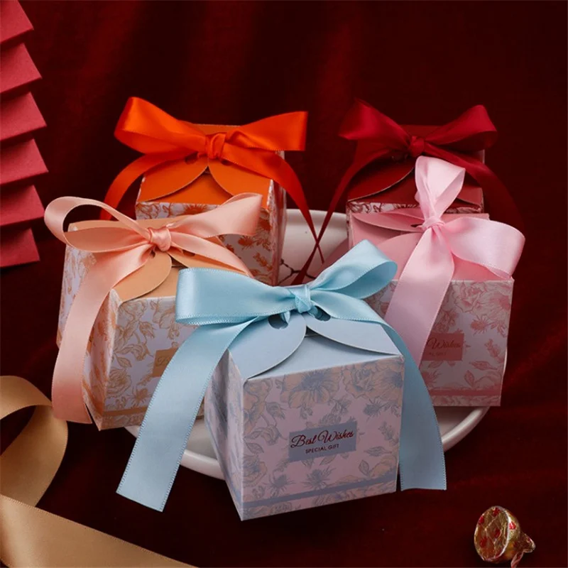 

Creative Wedding Favors Gift Candy Box for Special Day, Baby Shower, Birthday Party Supplies, Wrap Packaging Boxes with Ribbon