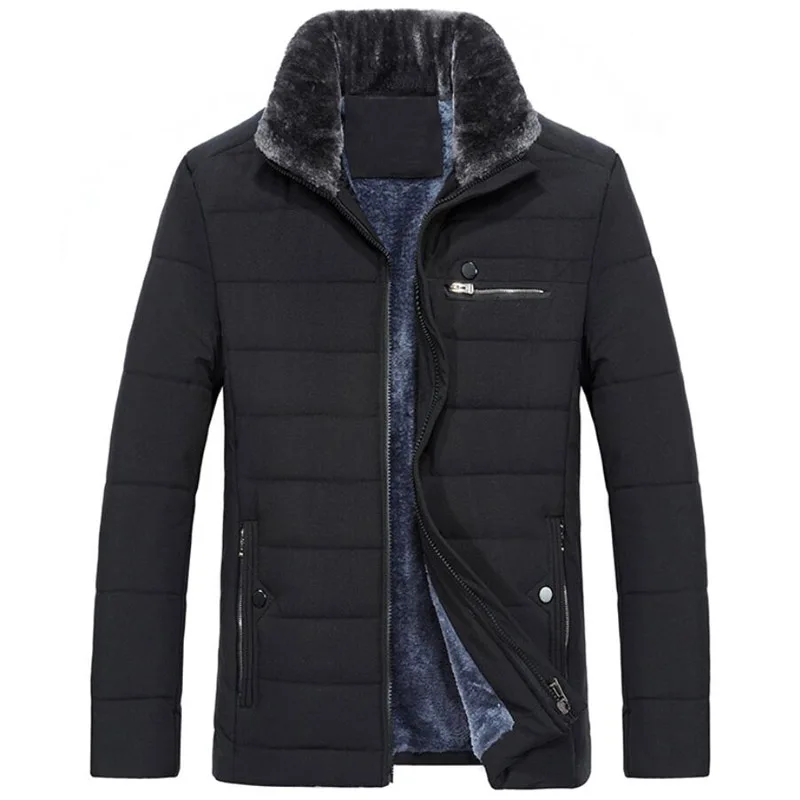 

Men Warm Jacket Winter Parka Fur Collar Windbreaker Cotton Padded Anorak Thick Black Coat Male Casual Autumn Fleece Jacket 5XL