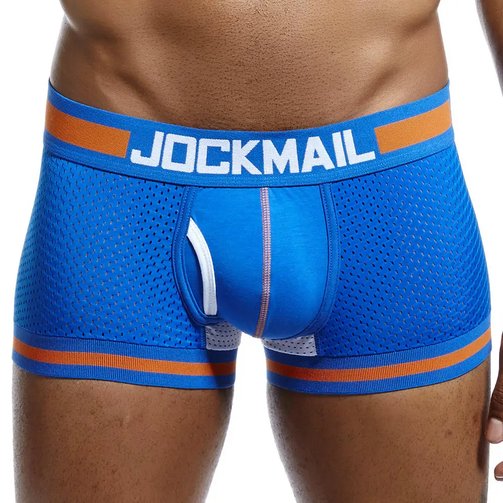 JOCKMAIL Cổ Điển Quần Lót Nam Cotton/Lưới Sexy Quần Lót Boxer Eo Thấp Nam Sexy Quần Lót Đen Thoáng Hoa Swin thân Cây