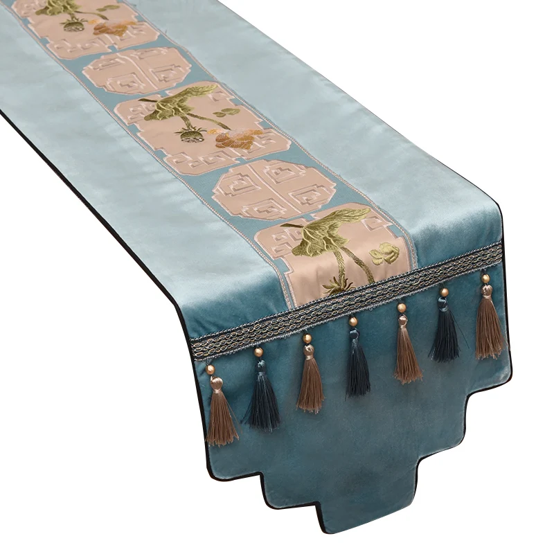 Chinese Simple Table Runner Embroidery Tea Tablecloth TV Cabinet Covering Cloth Shoe Cabinet Bed Table Runners Moder