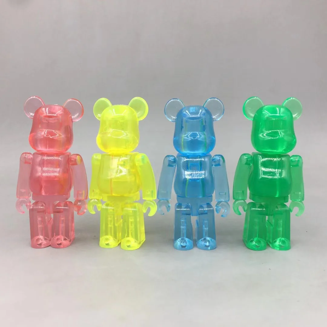 Bearbrick 100% Action Figures Candy Color Block Bear PVC Model Leica Camera Figures DIY Paint Dolls Kids Toys