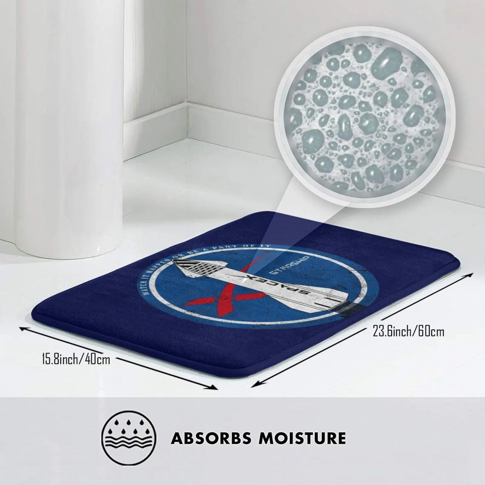 المركبة الفضائية: شاهد الأمر أو أن تكون جزءًا من ذلك، وسادة سجادة ناعمة غير قابلة للانزلاق Spacex Heavy Rocket Musk Vintage #4