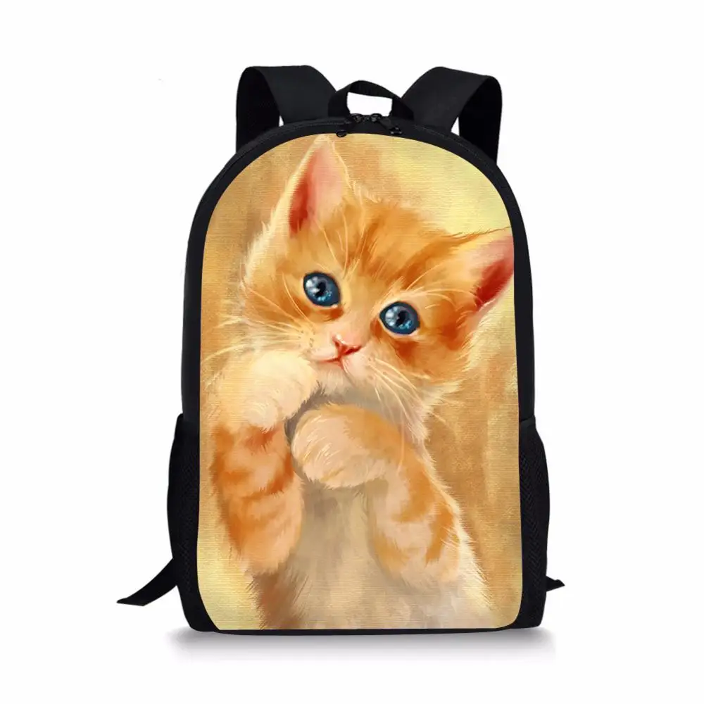 Fashion Children's School Backpack Fantasy Cats Pattern Kids School Book Bags Cartoon Animal Painting Travel Backpack