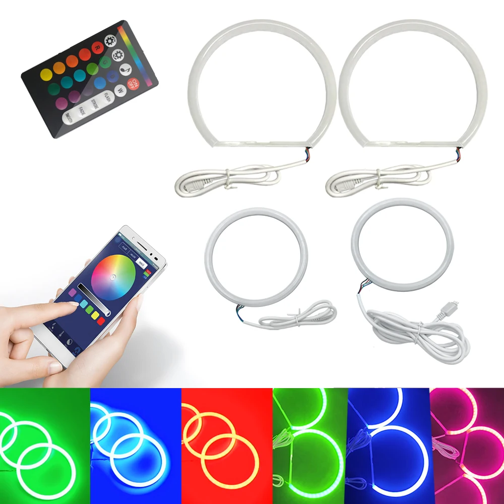 

Matte131+106 E90 Angel Eyes RGB Multicolor APP RF Wireless Remote Control LED Light Suitable For BMW 3 Series 2005 - 2008