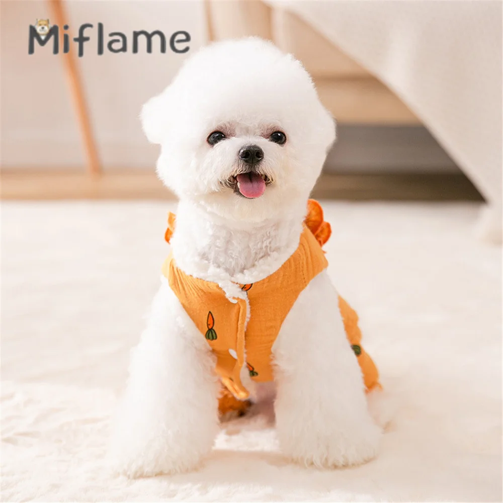 Miflame Sweet Puppy Outfits Warm Clothes For Dogs Sweatshirt Four-legged Small Dogs Hoodies Bichon Spitz Patchwork Pet Clothing