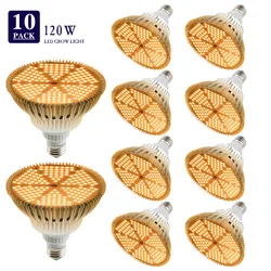 LED branco quente cresce a luz, E27 Phyto Lâmpadas, Casa, Escritório, Jardim, Growbox, 120W, 10Pcs