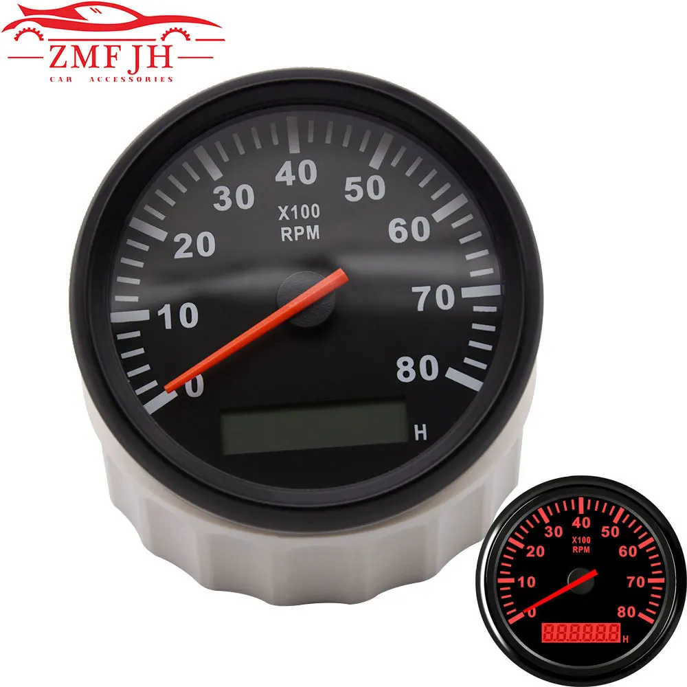 85mm auto Tachometer 8000 RPM Meter 12V/24V red blacklight tacometro moto motorcycle digital car modification gauge speedometer