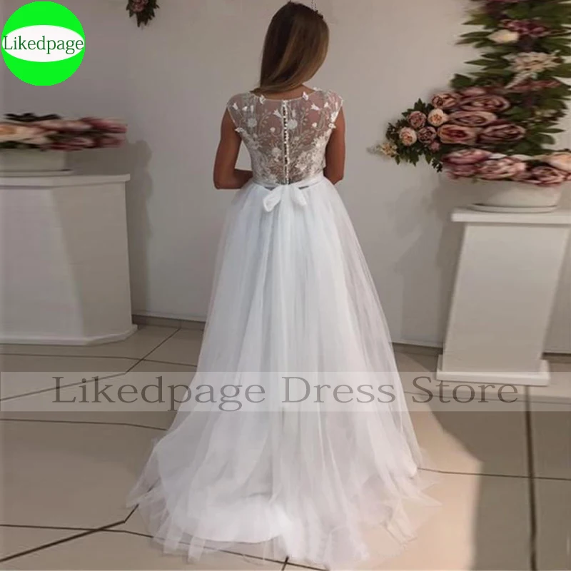 Sexy Hochzeit Kleid Boho Vestidos De Novia Cap Sleeve Spitze Applique Tüll Robe Mariage Boda Braut Kleid Trouwjurk 2021 Taste zurück