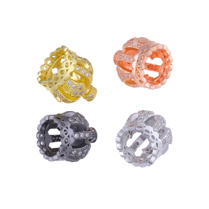 JUYA 10 Pcs Copper Crown Bead Caps Cubic Zirconia Losse Beads Connectors Jewelry Accessories For Tassels Earrings Jewelry Making