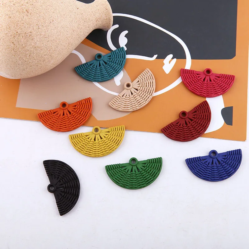 

26*47mm DIY Jewelry Resin Charms 50pcs/Lot handmade accessories imitation rattan fan-shaped pendant earring necklace charms