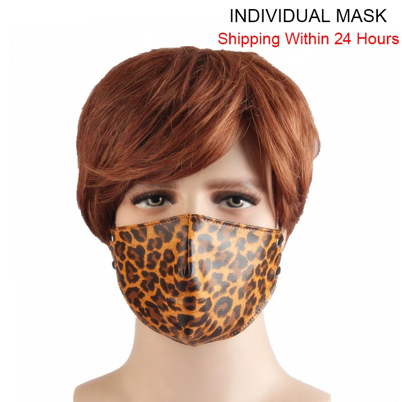 Homens das mulheres motociclista da motocicleta máscara punk leopardo impressão anti nevoeiro à prova de vento poeira couro cobra máscara facial earloop entrega rápida