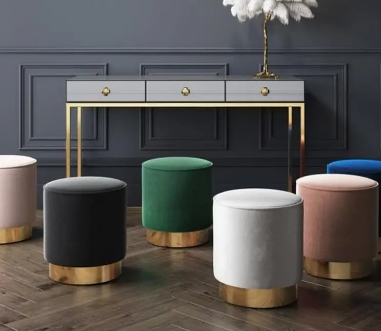 38X42cm Nordic Dresser Makeup Stool Modern Sofa Foot stool Creative Short Stool Fabric Shoes Stool Ottoman