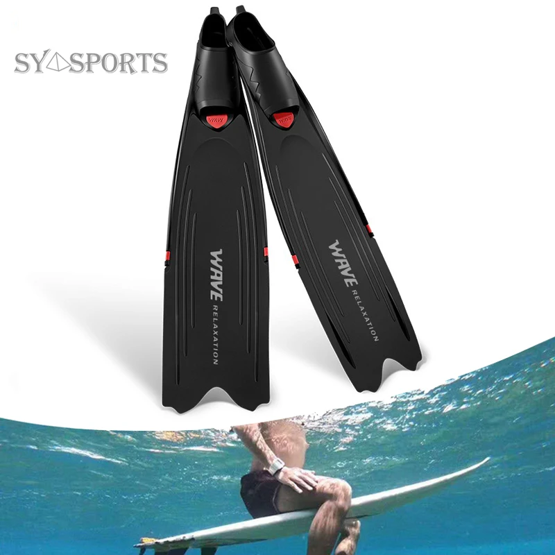 Profissional Freediving Fins Flippers, PP TPR Scuba, esportes aquáticos antiderrapantes, snorkel, Long Diving Fin, novo