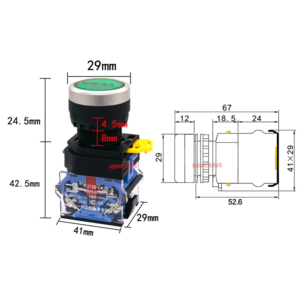 YIJIA Buttons Set Emergency Power Switch Pause Reset Start Push Button For DIY CNC Machine Control Box 22mm Hole NEWCARVE