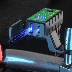With Voltmeter On/Off Switch for Phone 12V SAE to Dual USB Fast Charging Adapter Motorcycle USB Charger 3.1A/4.8A TYPE-C