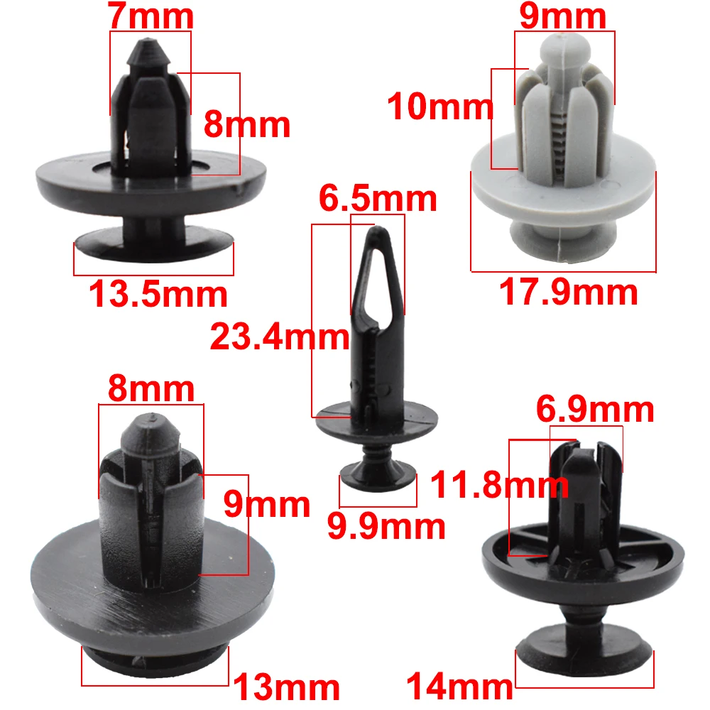 100PCS Car Clips Auto Fasteners Mixed Plastic Vehicle Bumper Clip Retainer Rivet Door Panel Fender Liner For Audi Honda Mazda image 2