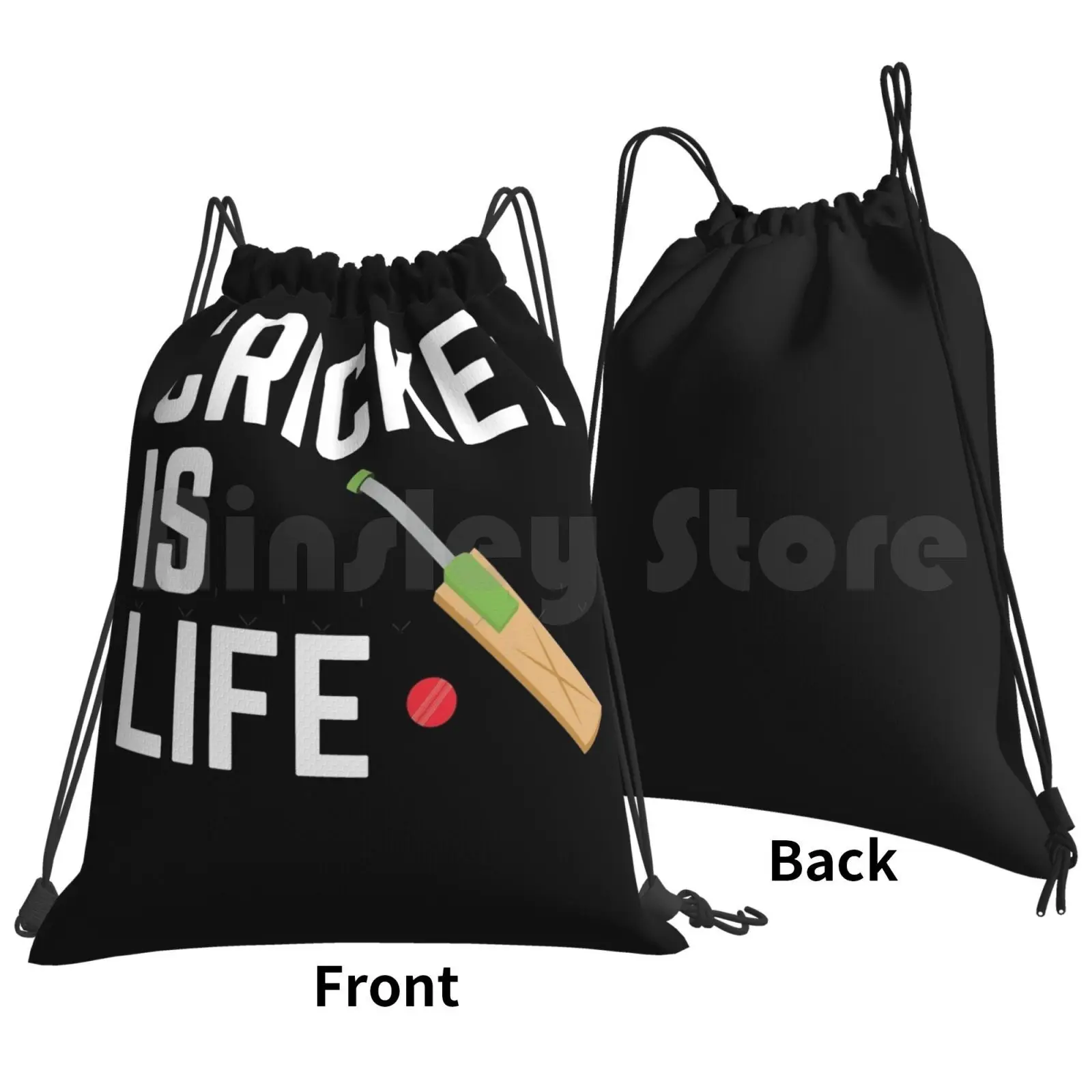 Cricket Player Design-Cricket Is Life Backpack Drawstring Bag Riding Climbing Gym Bag Cricket Cricket Is Life Cricket Player