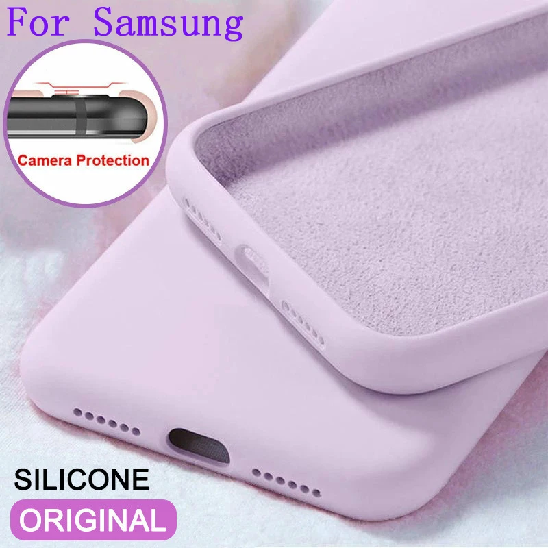 Original Liquid Silicone Cases For Samsung Galaxy S8 S9 S10 Note 8 9 10 s20 Plus A51 A50 A40 A71 A70 A10 Phone Case Back Cover