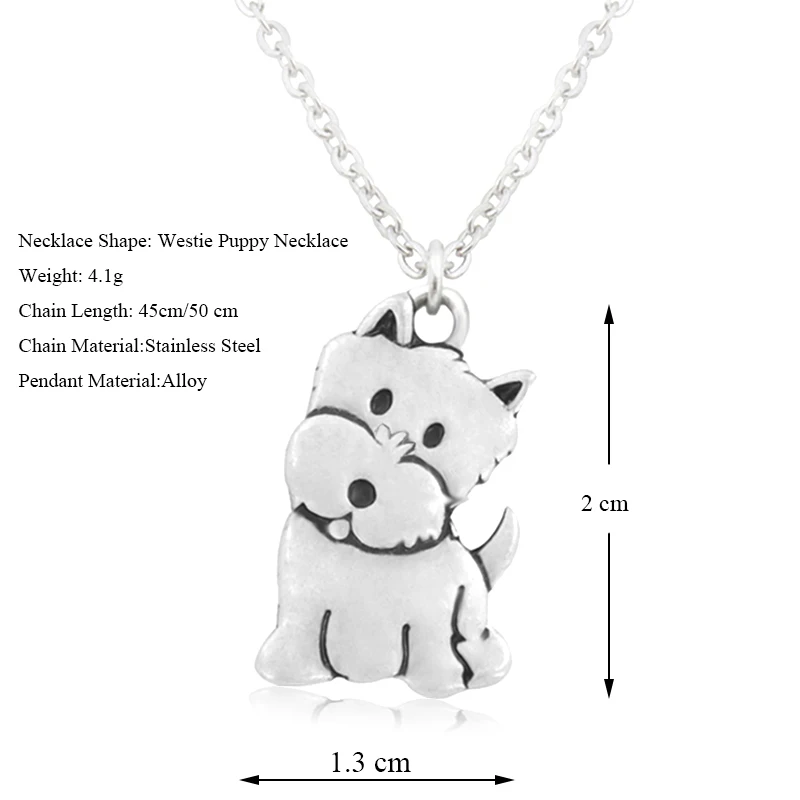 Fashion Westie & West Highland Dog Puppy Pendant Necklace For Women Men Stainless Steel Chain Dog Mom Lover Necklace Jewelry