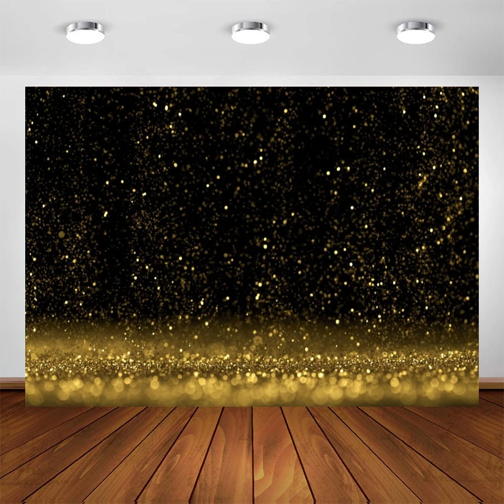 Studio della festa di compleanno di scintillio del fondo di Astract dell'annata del fondo di fotografia del vinile del contesto delle macchie dorate del contesto dell'oro nero