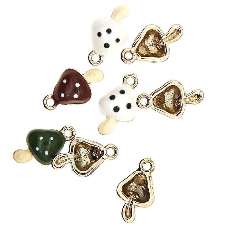 10pcs/lot 11*19mm Cute Enamel Speckle Mushroom Pendant Charms Kawaii Necklace Bracelet Earring Small DIY Jewelry Finding XL1137