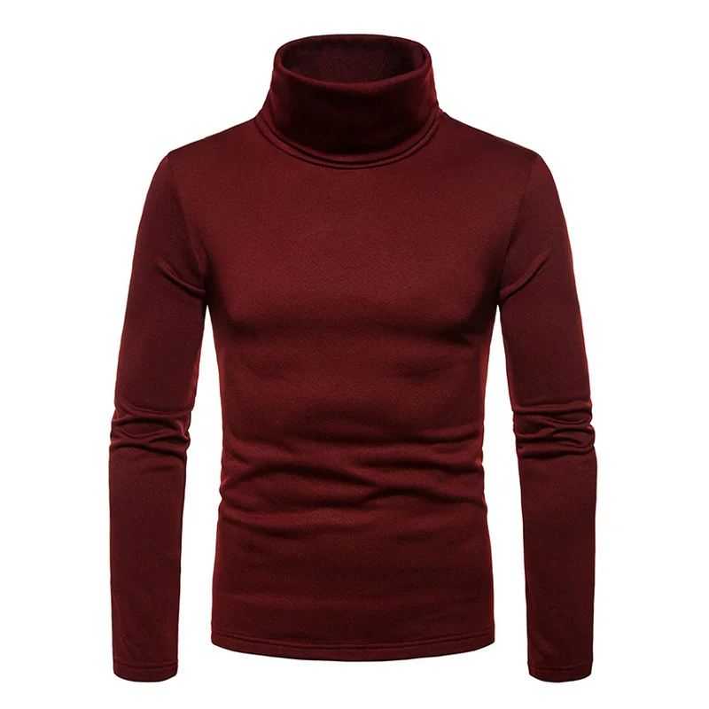 Sweter z dzianiny jesień zima mężczyźni nowy Casual wąska z dzianiny sweter mężczyźni komfort cienkie swetry z golfem jednolity sweter Pull Homme