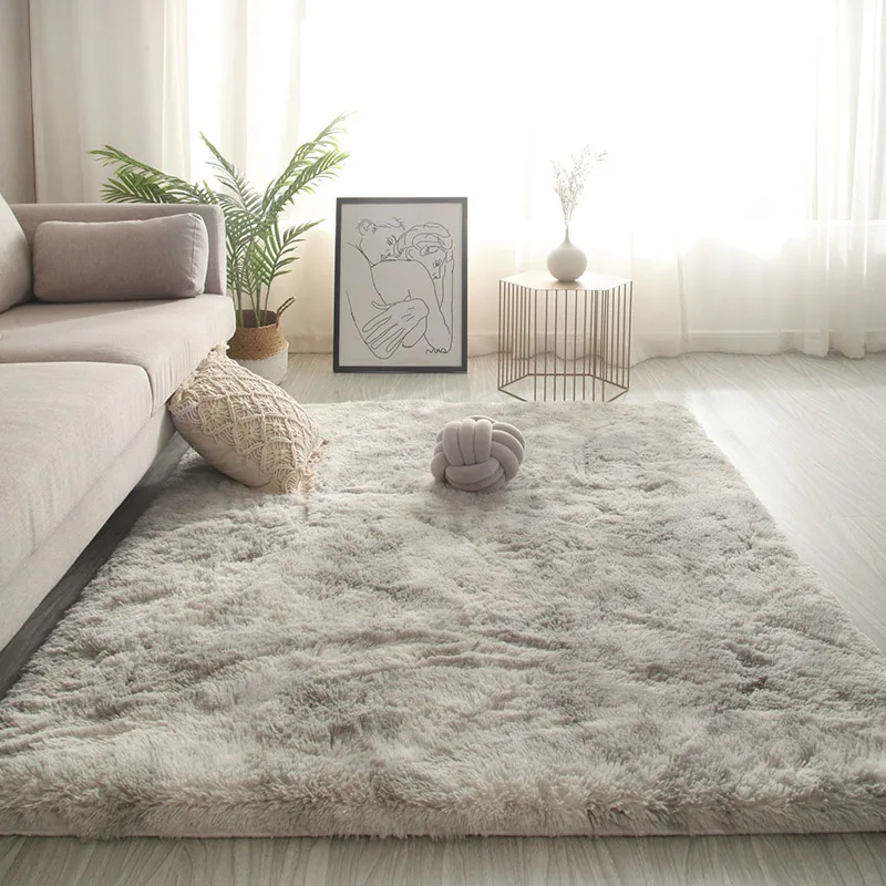 Long Hair Living Room Carpet Sofa Coffee Table Rug Bedroom Room Bay Window Bedside Carpet Luxury Furry Baby Nursery Decor Rug