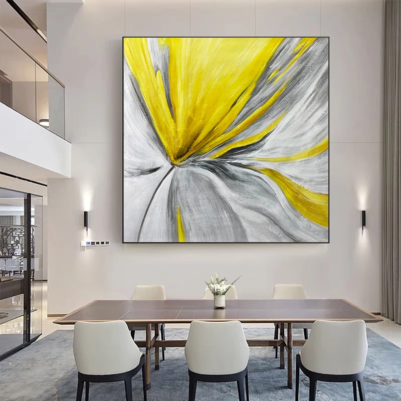 Hand Painted Oil Painting Modern Light Luxury Ginkgo Leaf Living Room Decoration Painting Sofa Background Wall Hanging Painting