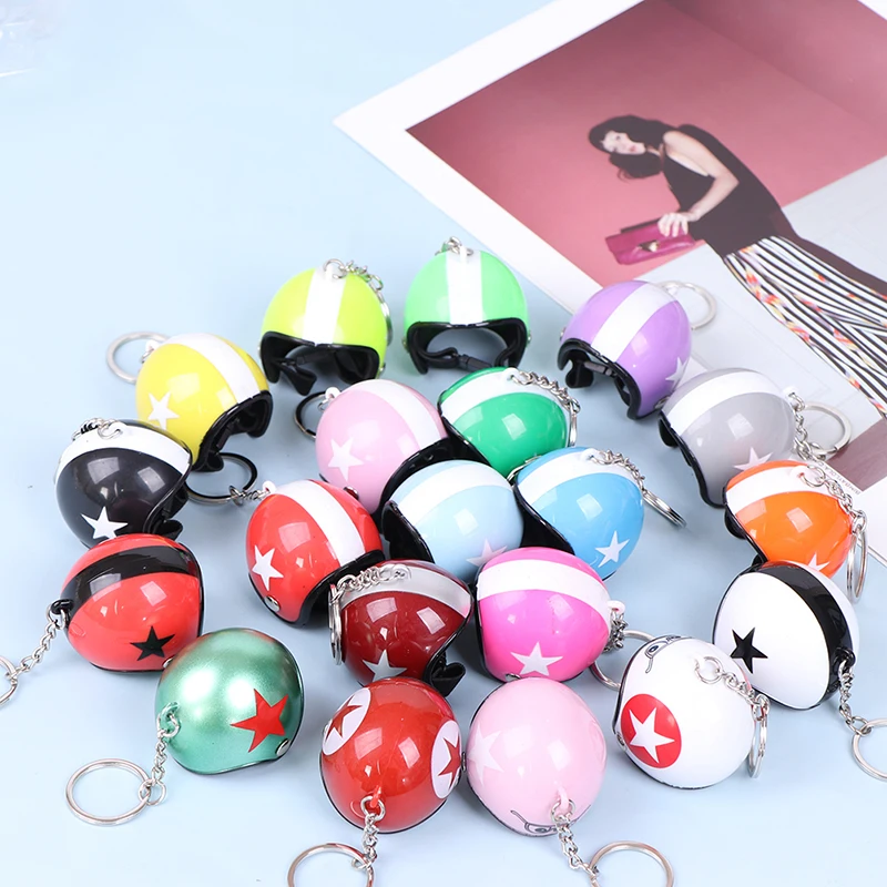 1PCS Motorcycle Helmets Key Chain Women Men Cute Safety Helmet Car Keychain Bags Hot Key Ring Gift Jewelry Wholesale