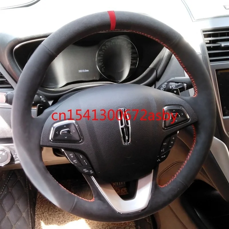 

Для Lincoln continental mkz mkx, сделай сам, черная замша специальный чехол рулевого колеса автомобиля