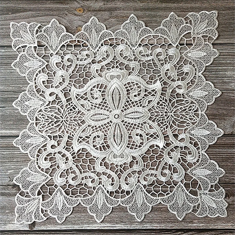 Nappe moderne en dentelle blanche soluble dans l\'eau, broderie évidée, sensation de couverture de gril de table, dîner, thé, Noël, décor de mariage,