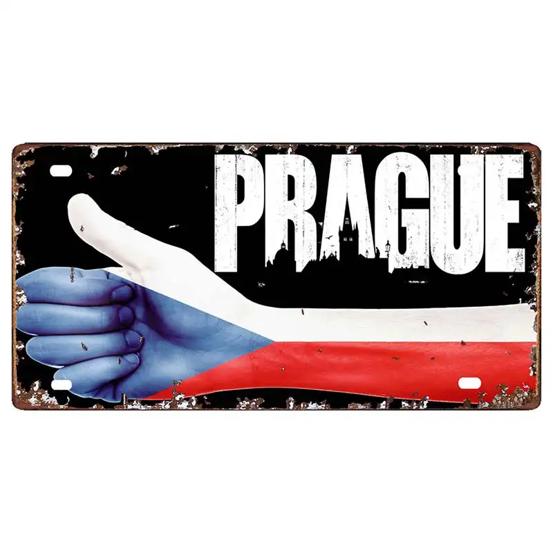 Prague Travel City Car Lisence Vintage Poster Souvenir Metal Sign Retro Plaque For Wall Shop Bar Home Decor 30X15CM  DC-0958A - Image 24