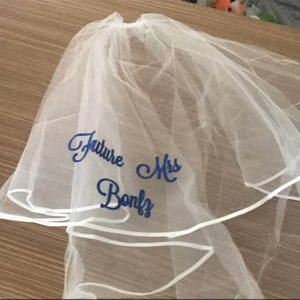 Bridal Shower Veil Custom Text Monogrammed Veil Bachelorette Party Gifts Veil Personalized Future Mrs. Wedding Party Bride Veil