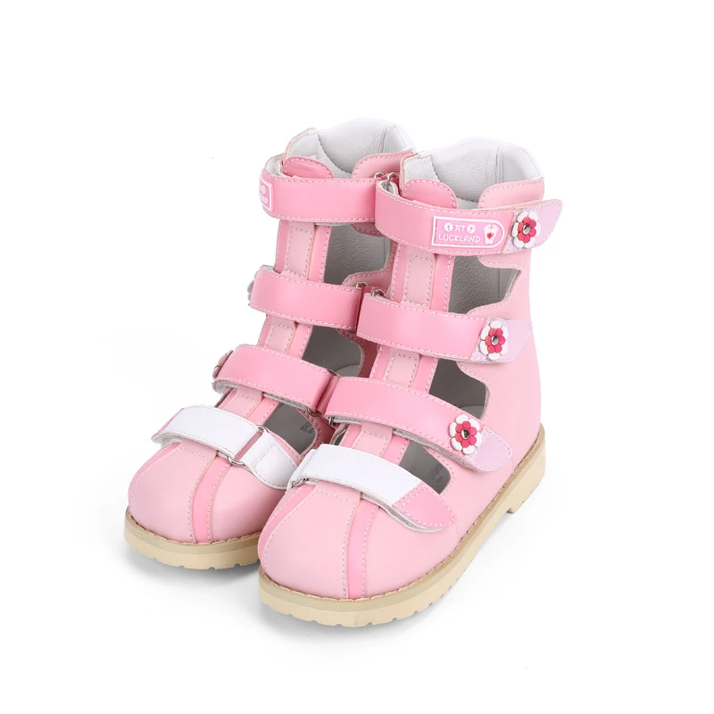 Children Princess Girls Sandals Toddler Orthopedic Shoes For Kid Summer Clubfoot Closed Toe Leather High Heel Footwear With Flow