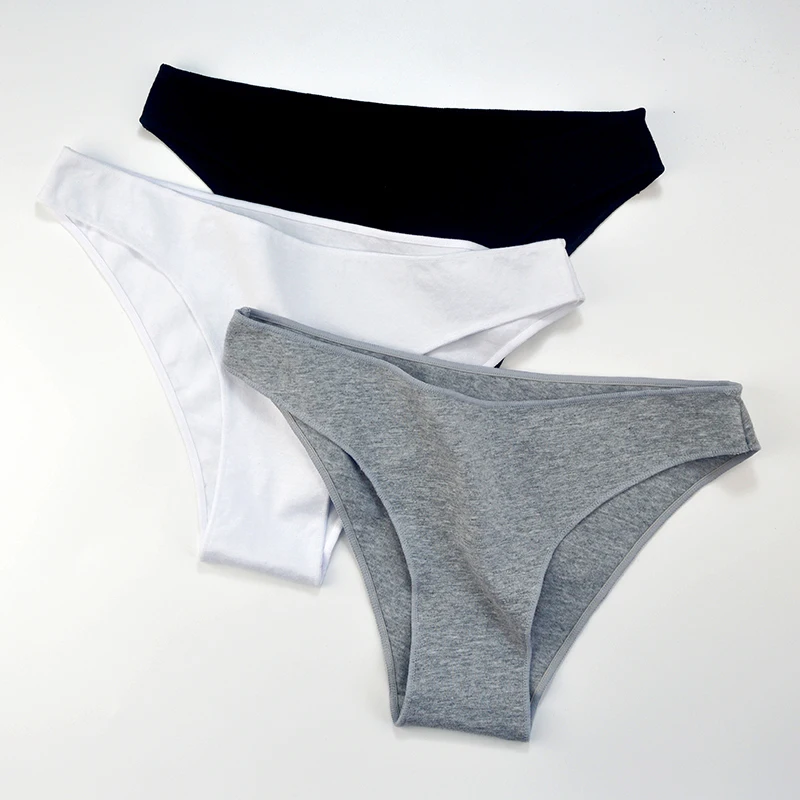 3-teiliges Set Damen-Bikini-Slips aus Baumwolle, hautfreundlich, niedrig geschnitten, nahtloser Rand, weicher Stretch, Alltagsunterwäsche für Damen, Größen M-XXL – Detail 9