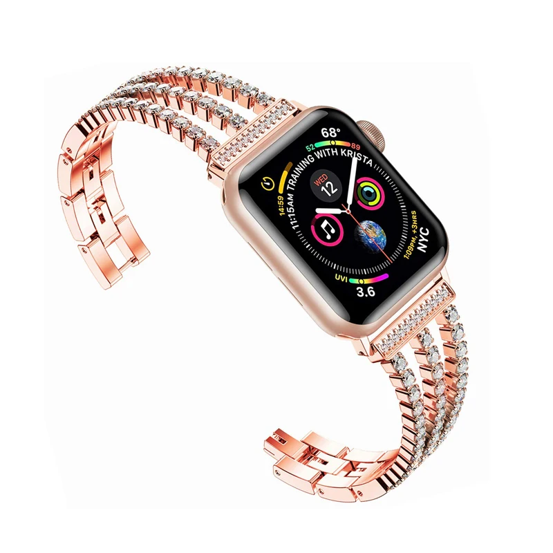 

Ремешок Алмазный для Apple Watch Band 40 мм 38 мм 42 мм 44 мм, металлический браслет из нержавеющей стали для IWatch series SE/6/5/4/3/2, женский браслет