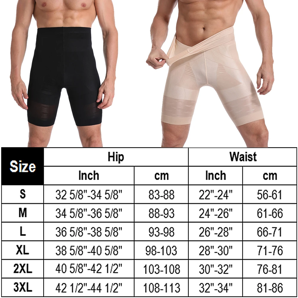 Men Body Shaper Compression Shorts Slimming Shapewear High Waist Pants Belly Control Waist Trainer Modeling Belt Male Underwear