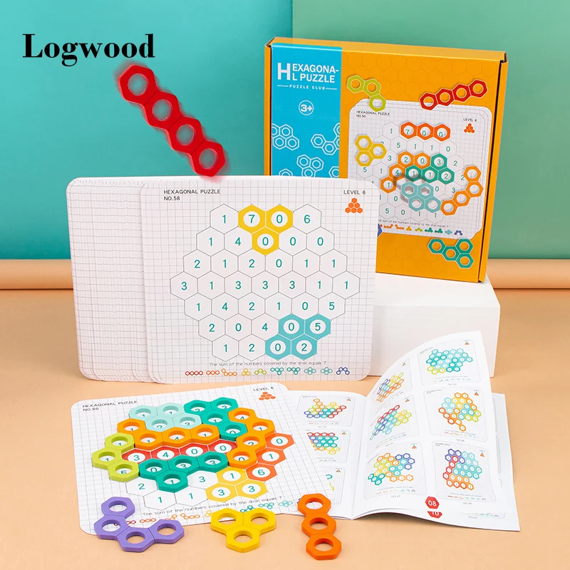 

Wooden Honeycomb Fun Ever-Changing Jigsaw Puzzle Logical Thinking Exercise Cognition Hexagonal Puzzle Early Education Game toy