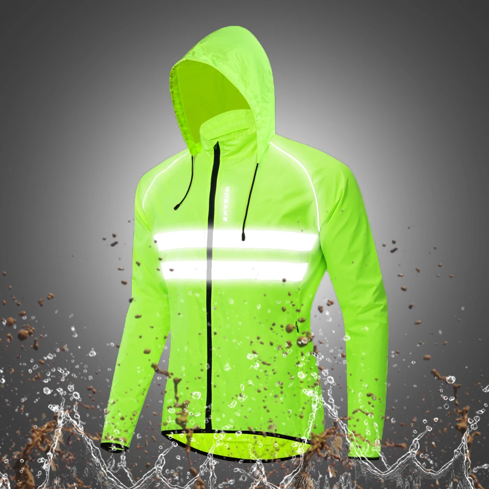 WOSAWE Winproof Running Jackets Hooded Caps Reflective Rain Repellent Women Men\'s Gym Sports Sweatshirts Cycling Windbreaker