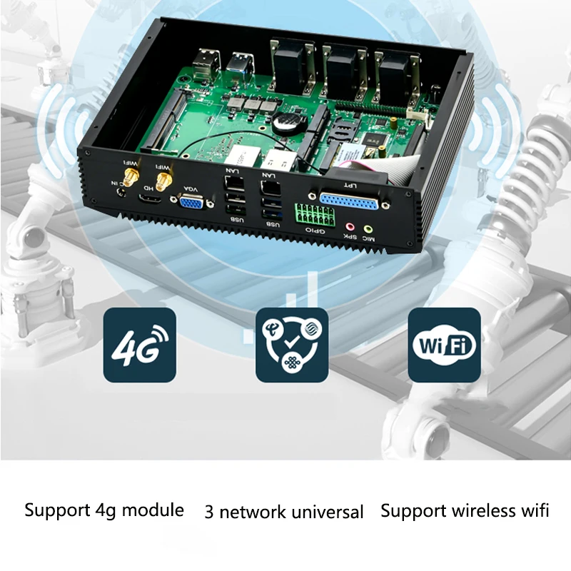 Fanless Computer Industriële Pc Mini Project Desktop In-Tel Core I3 I5 I7 2 * RJ45 6 * RS232 RS422 RS485 Msata Gpio Lpt PS2 Sim 8Xusb