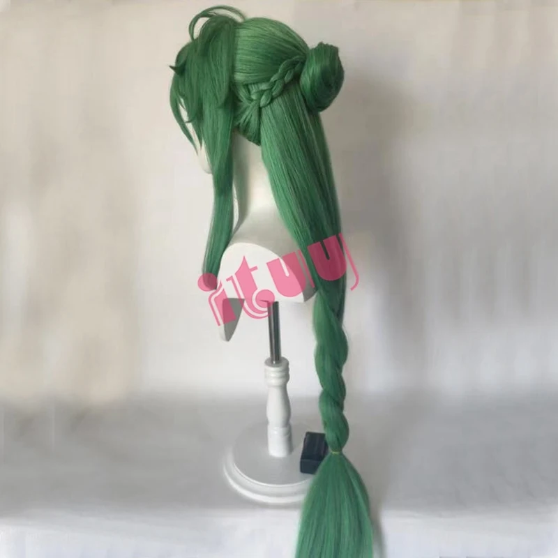 Baizhu peluca Genshin Impact Cosplay disfraz verde resistente a altas temperaturas, pelucas largas, accesorios de personajes