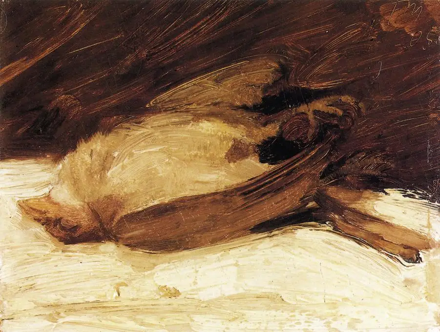 

100% handmade Oil Painting reproduction on linen canvas,The dead sparrow 1905 by Franz Marc,Free Shipping,High Quality